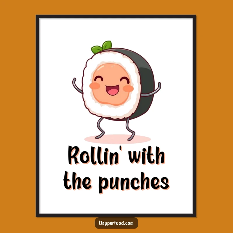 Funny Sushi Roll Bouncing Poster - Cute Japanese Food Art Funny Gift