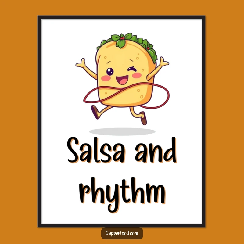 Funny Taco Jumping Rope Poster Zesty Art for a Hilarious, Energetic Space