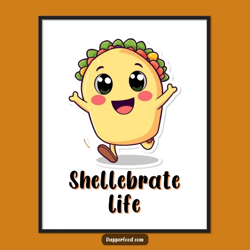 Funny Vibrant Taco Cartwheeling Poster - Joyful Wall Art & Funny Gift