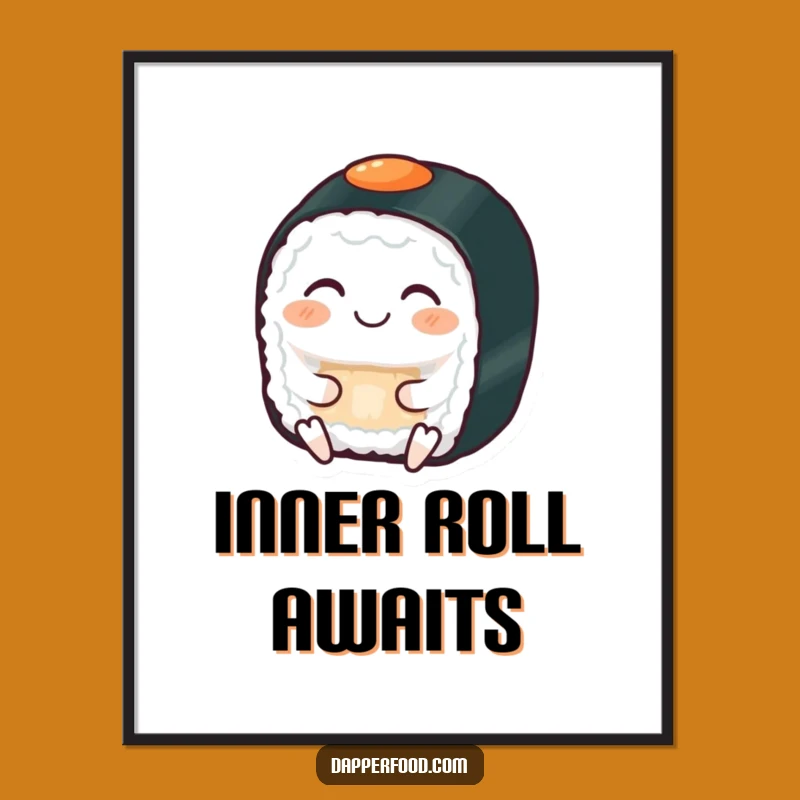 Funny Zen Sushi Poster, Meditating Food Art Print, Humorous Gift