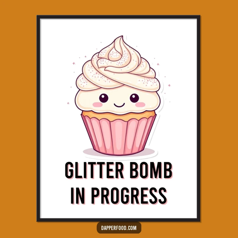 Funny Cupcake Glitter Art Poster: Brighten Your Space with Whimsical Charm