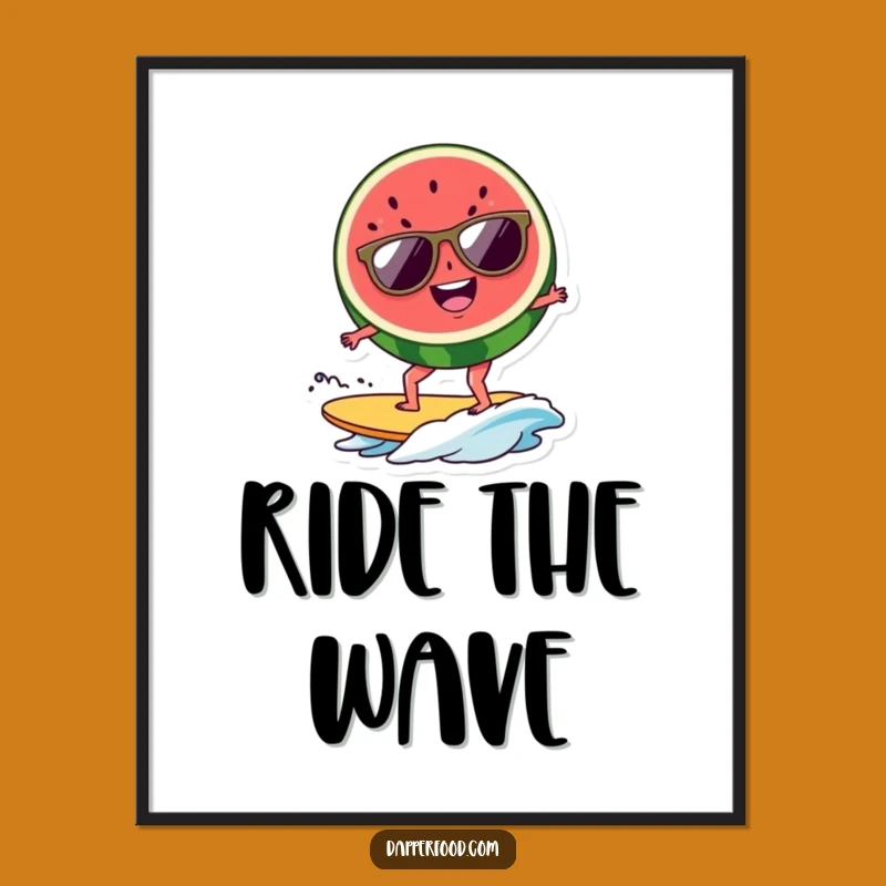 Funny Watermelon Surfer Poster - Tropical Wall Art for Beach Houses Gift