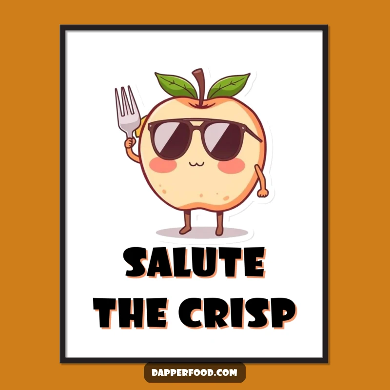 Funny Apple Sunglasses Poster - Cool Saluting Wall Art Gift