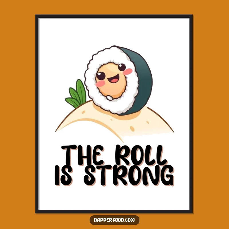 Funny Sushi Roll Poster: Whimsical Art, Hilarious Wall Decor Gift!