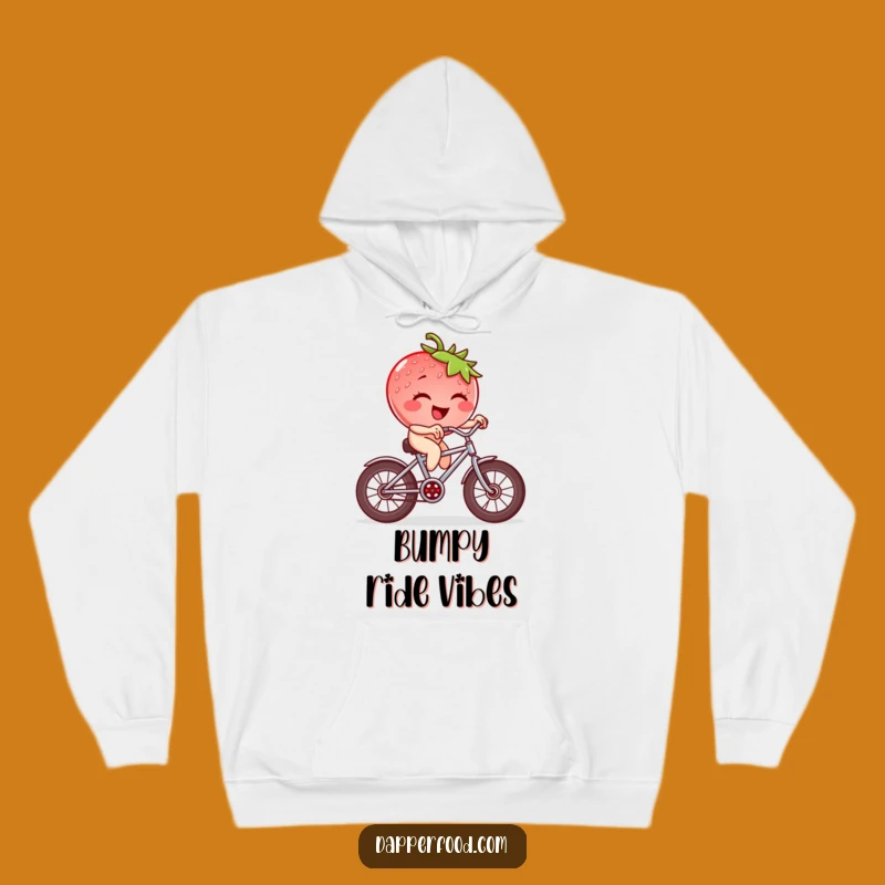 Cozy Funny Strawberry Bicycle Hoodie: Warm and Hilarious Fruit-Themed Apparel