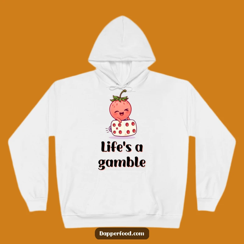Funny Strawberry Dice Hoodie: Cozy Luck, Perfect Humorous Gift!
