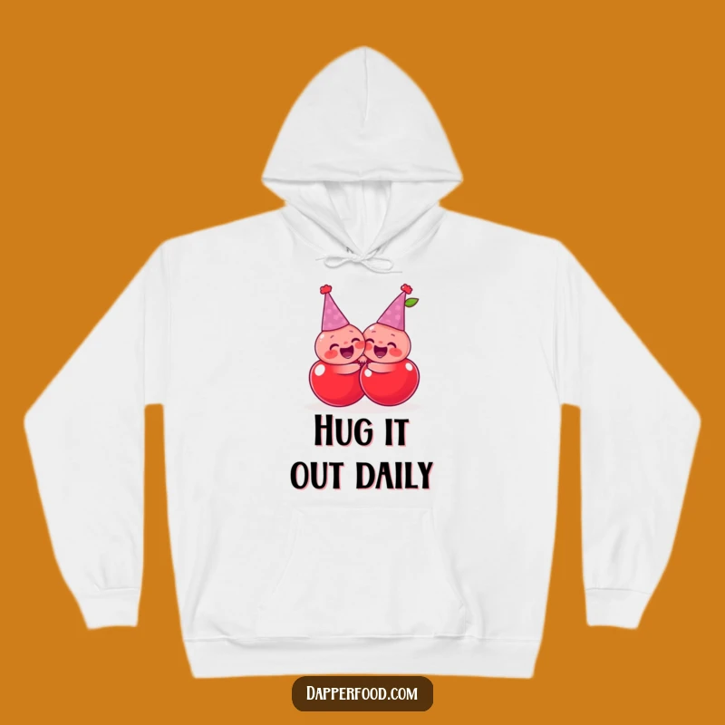 Cozy Funny Cherry Hug Hoodie: Warmth and Friendship Combined