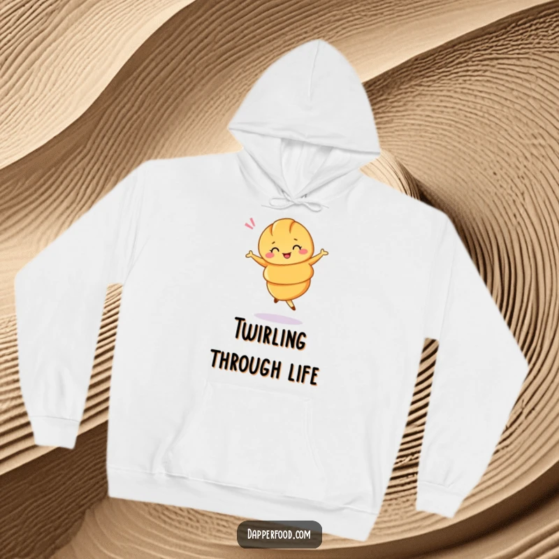 Funny hoodie featuring a croissant doing a ballet twirl with a wink, offering cozy charm and style.
