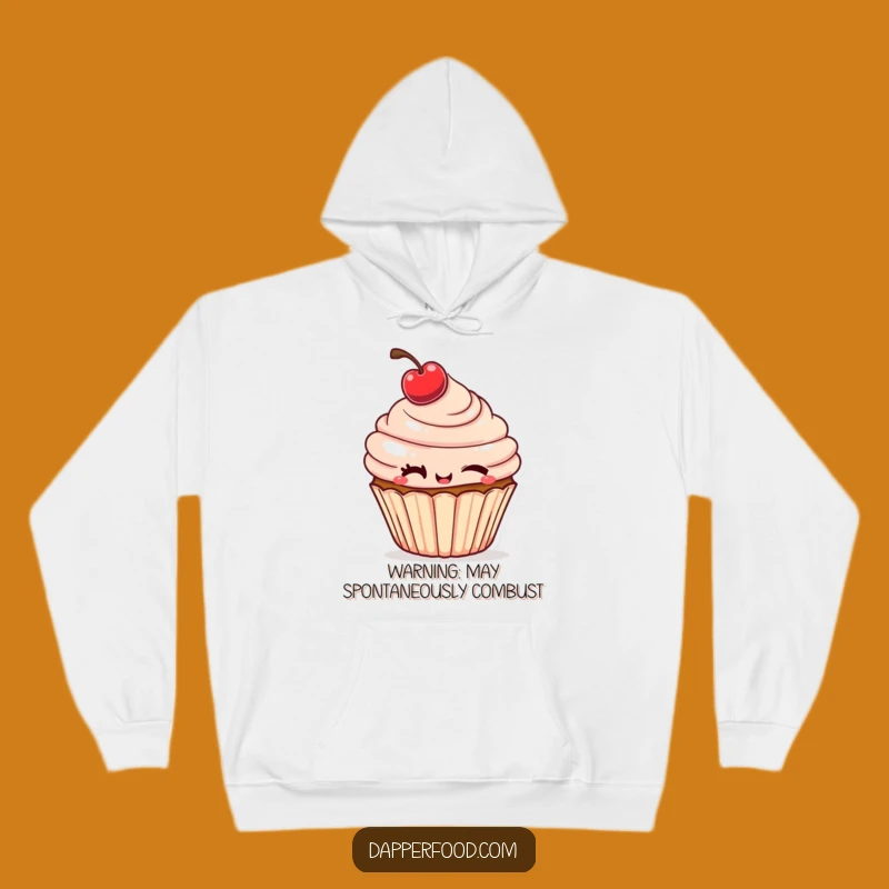 Cozy Funny Cupcake Hoodie: Winking Cherry Comfort, The Ultimate Funny Gift!