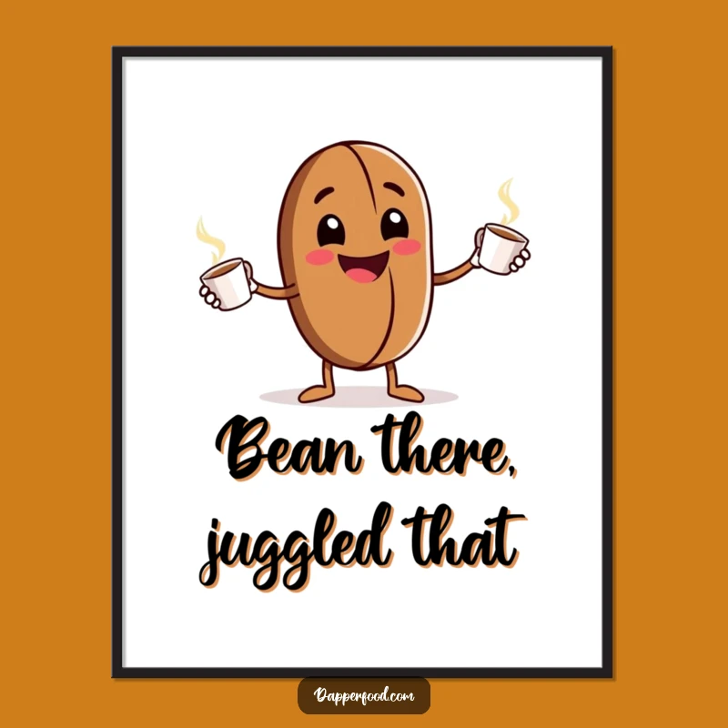 Free Printable Wall Art: Funny Coffee Bean Juggling, Energetic Downloadable Decor