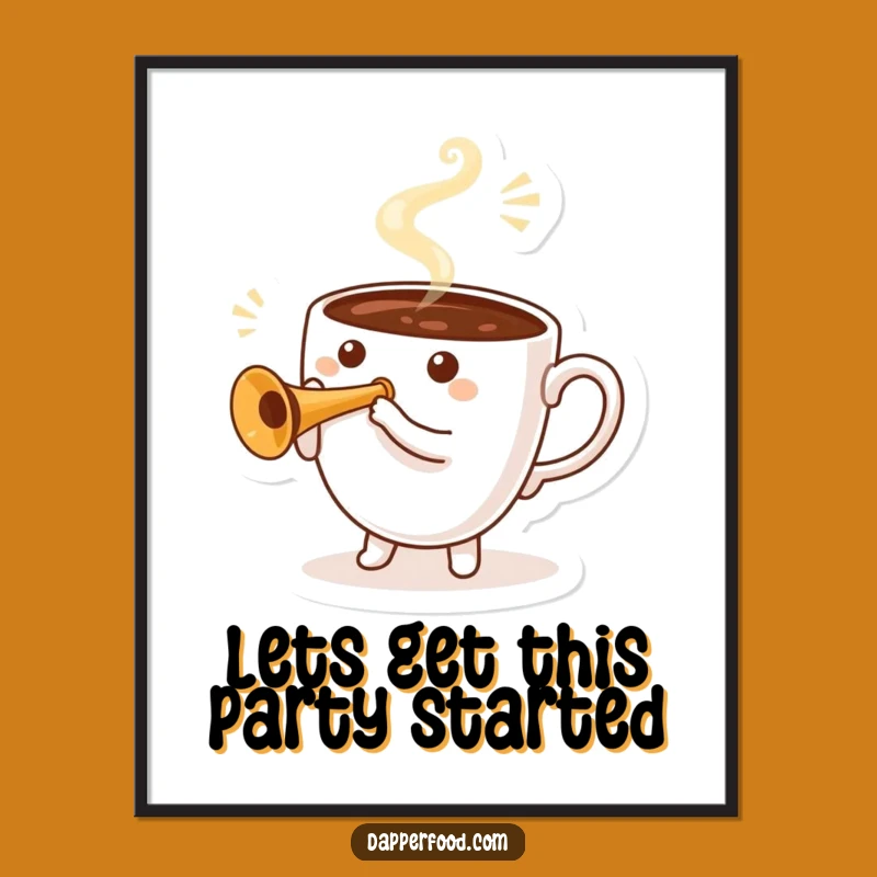 Free Printable Coffee Trumpet Art: Funny Brew Downloadable Decor