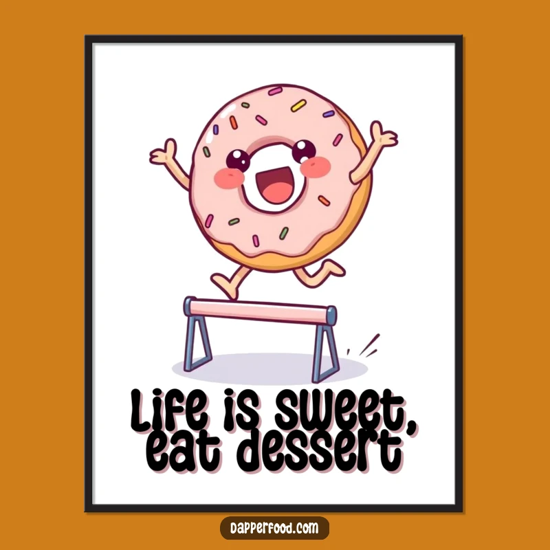 Free Printable Funny Donut Wall Art: Leaping Sprinkles Decor Downloadable Art for Sweet Spaces