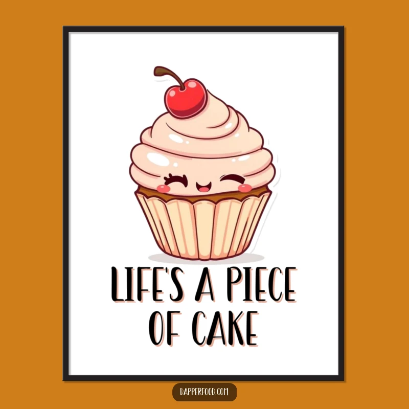 Free Printable Wall Art: Cheeky Winking Cupcake Downloadable Funny Dessert Decor