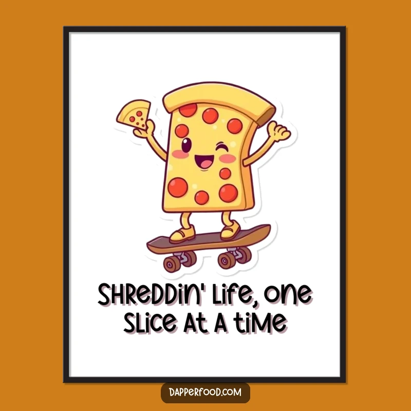 Free Printable Wall Art: Funny Pizza Skater Design, Hilarious Downloadable Decor for Your Room