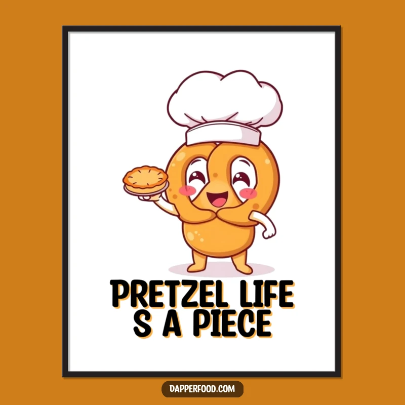 Free Printable Wall Art: Funny Pretzel Chef, Quirky Downloadable Decor for Foodies