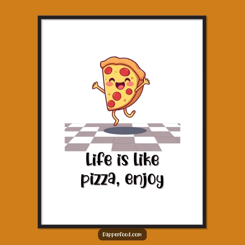 Funny Free Printable Wall Art: Pizza Slice Cartwheel, Playful Decor, Downloadable Art, Quirky Design