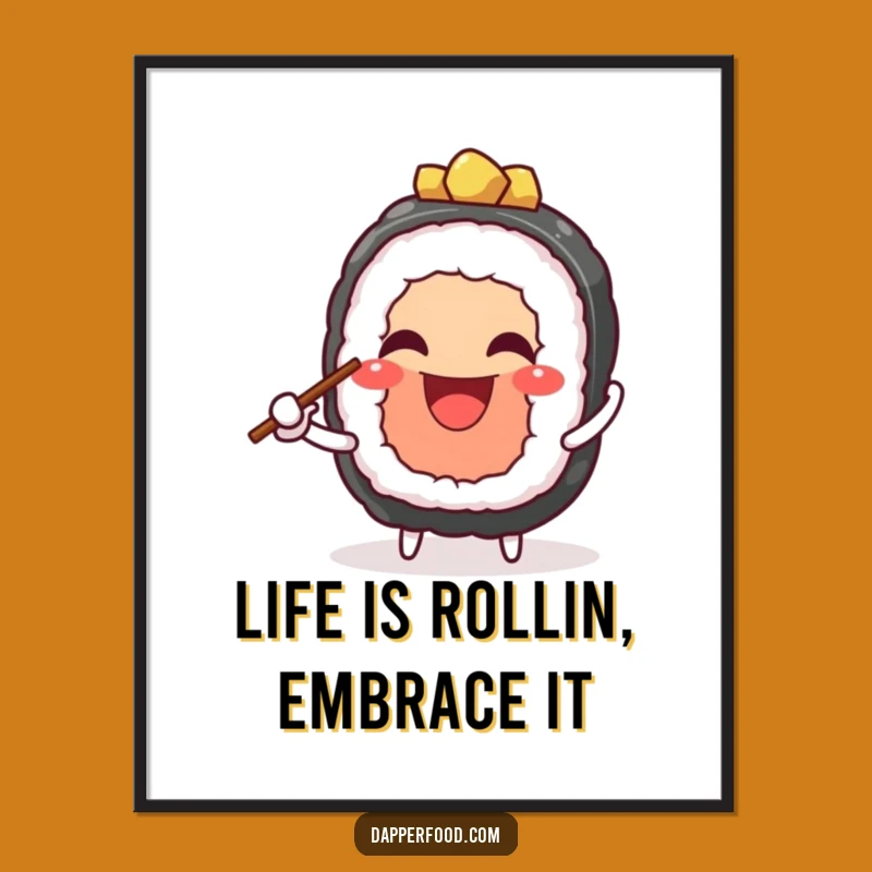 Free Printable Funny Sushi Wall Art: Grinning Juggler Decor Downloadable Art for Kitchen Fun