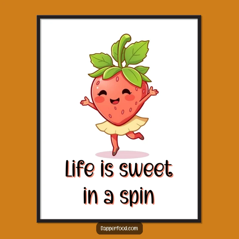 Free Printable Wall Art: Dancing Strawberry Ballet Twirl Downloadable Decor