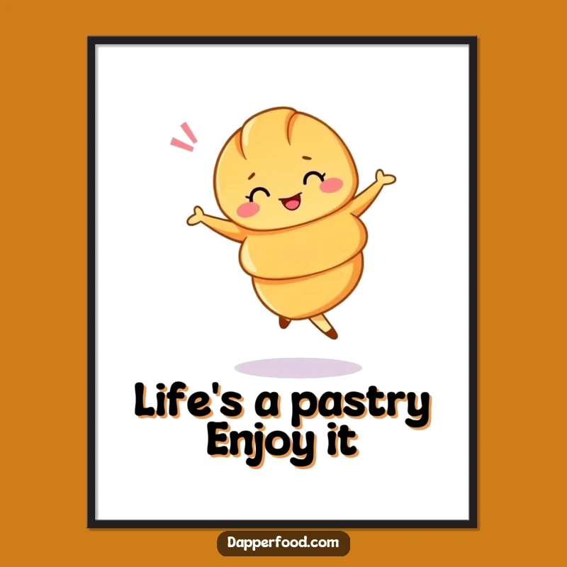 Free Printable Croissant Wall Art: Funny Ballet Twirl Downloadable Decor