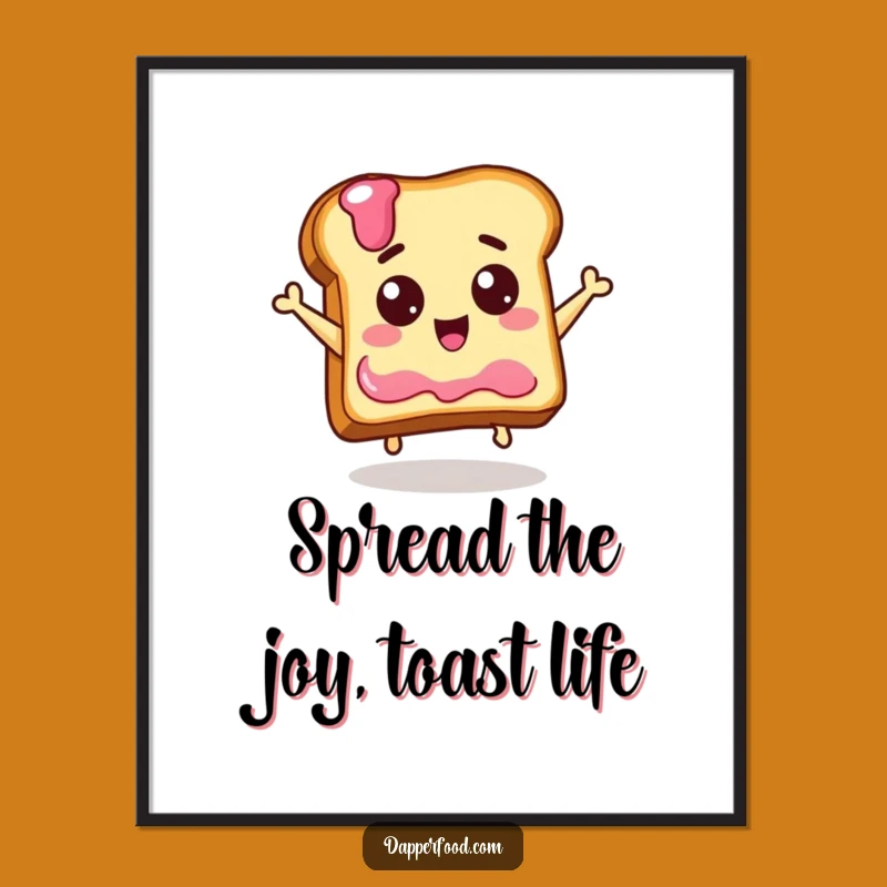Free Printable Wall Art: Delighted Toast Jumps for Jelly, Funny Downloadable Decor