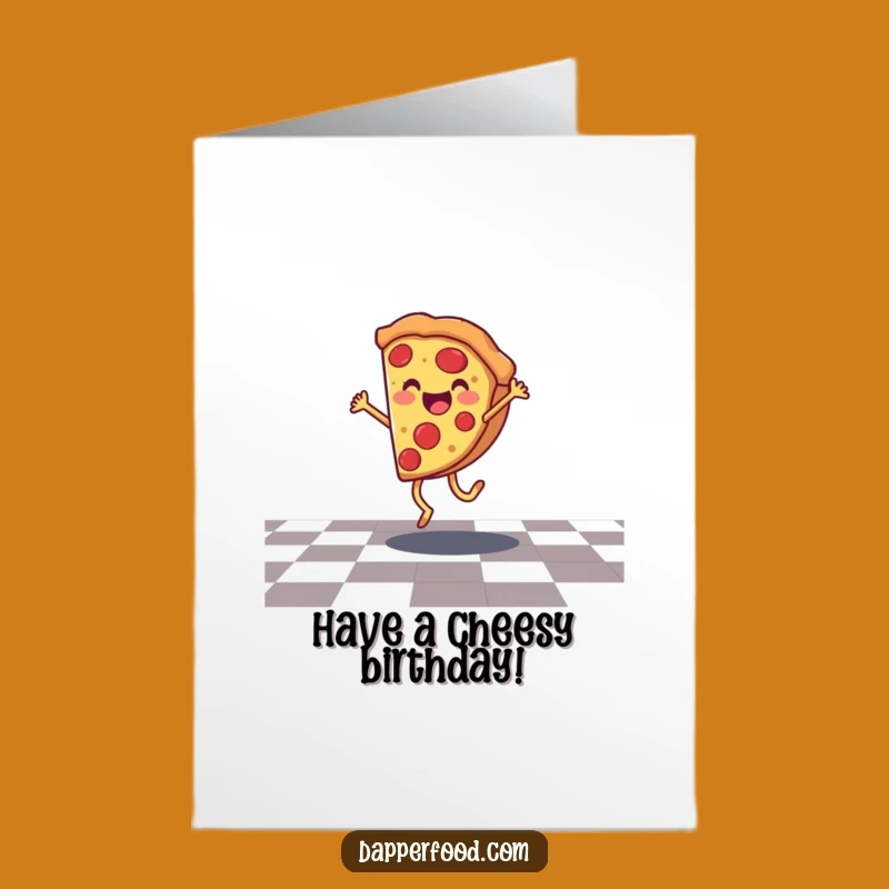 Free Printable Birthday Card: Pizza Cartwheel Fun, Energetic Greeting, Downloadable DIY Gift