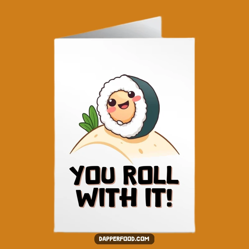 Free Printable Birthday Card: Sushi Roll Rolling, Fun Downloadable DIY Gift