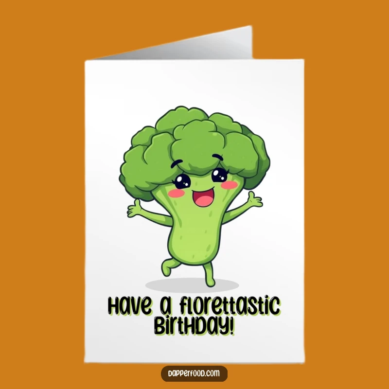 Free Printable Broccoli Dance Birthday Card: Funny Veggie Character Gift