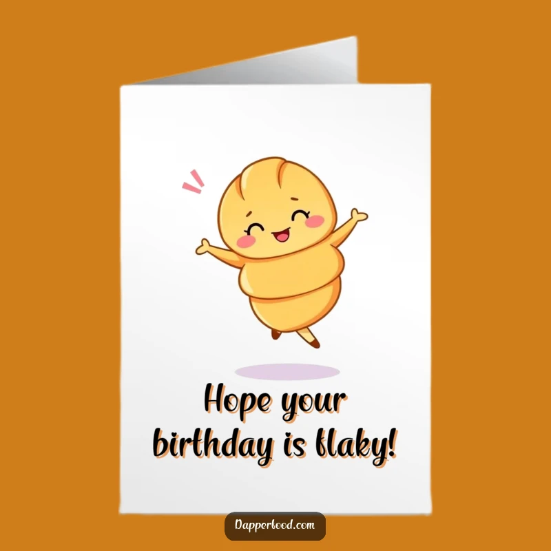 Free Printable Croissant Birthday Card: Funny Ballet Twirl Downloadable Gift
