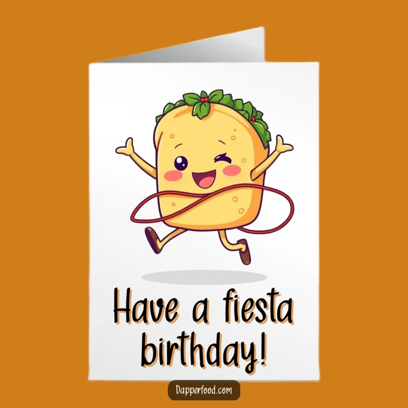 Free Printable Taco Birthday Card: Jumping taco for a spicy, funny downloadable gift!