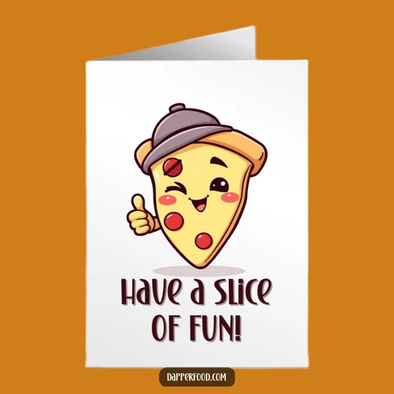 Free Printable Funny Pizza Birthday Card: Winking Handstand Fun Downloadable Gift