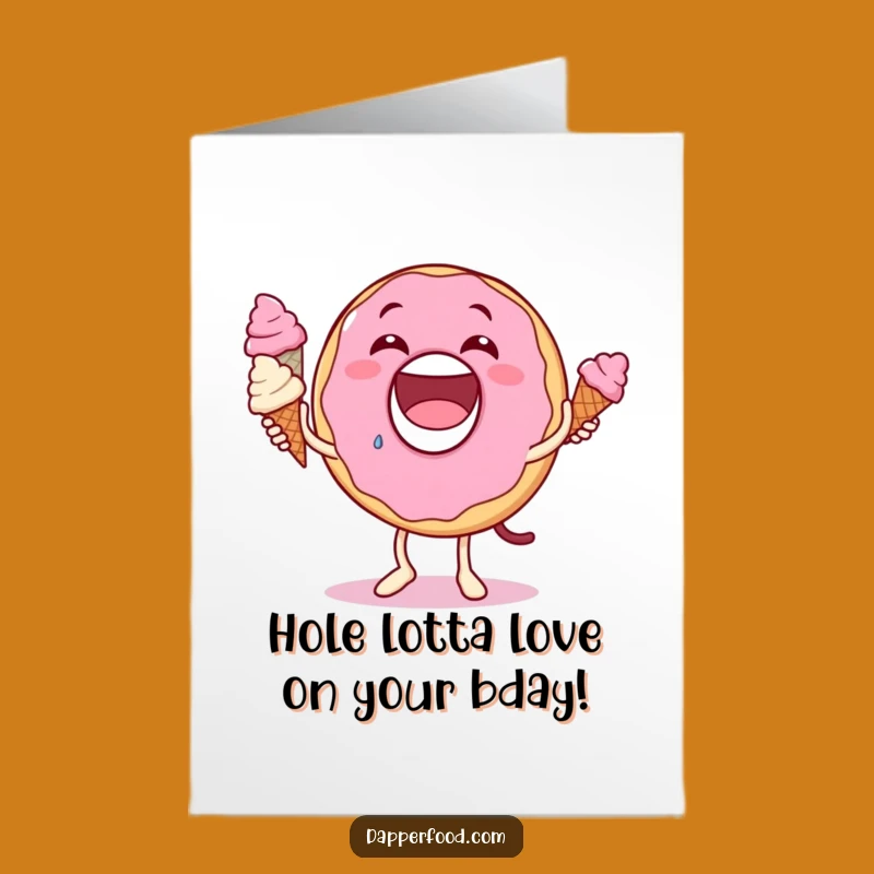 Free Printable Birthday Card: Juggling Donut Ice Cream Fun Downloadable Gift