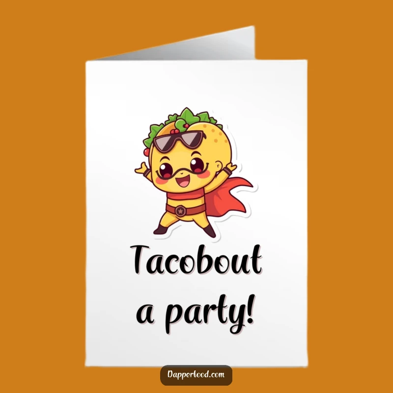 Free Printable Taco Birthday Card: Superhero Pose Power, Hilarious Downloadable Greeting for Fiesta Fans