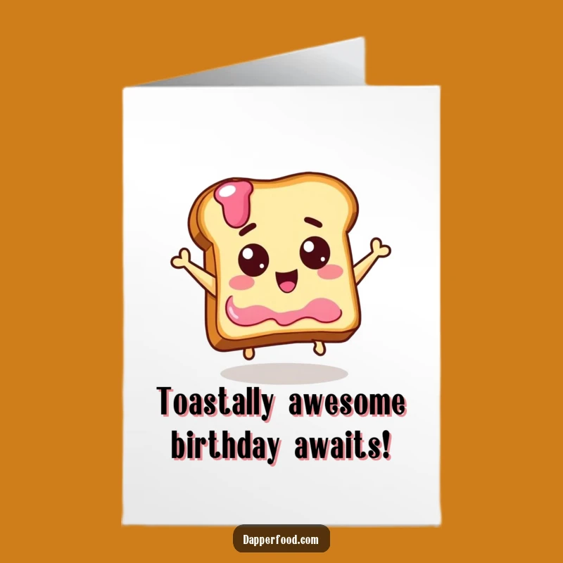 Free Printable Birthday Card: Delighted Toast Jumps for Jelly, Funny Downloadable Gift