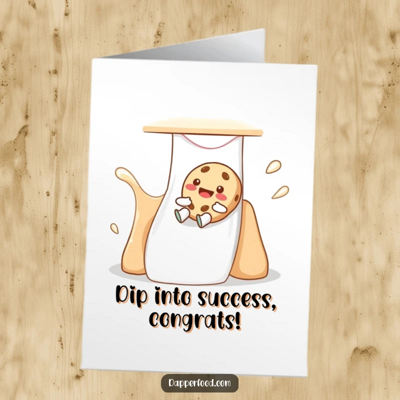 Funny Free Printable Congrats Card: Happy cookie giggling, sliding down milk slide, cheerful digital card