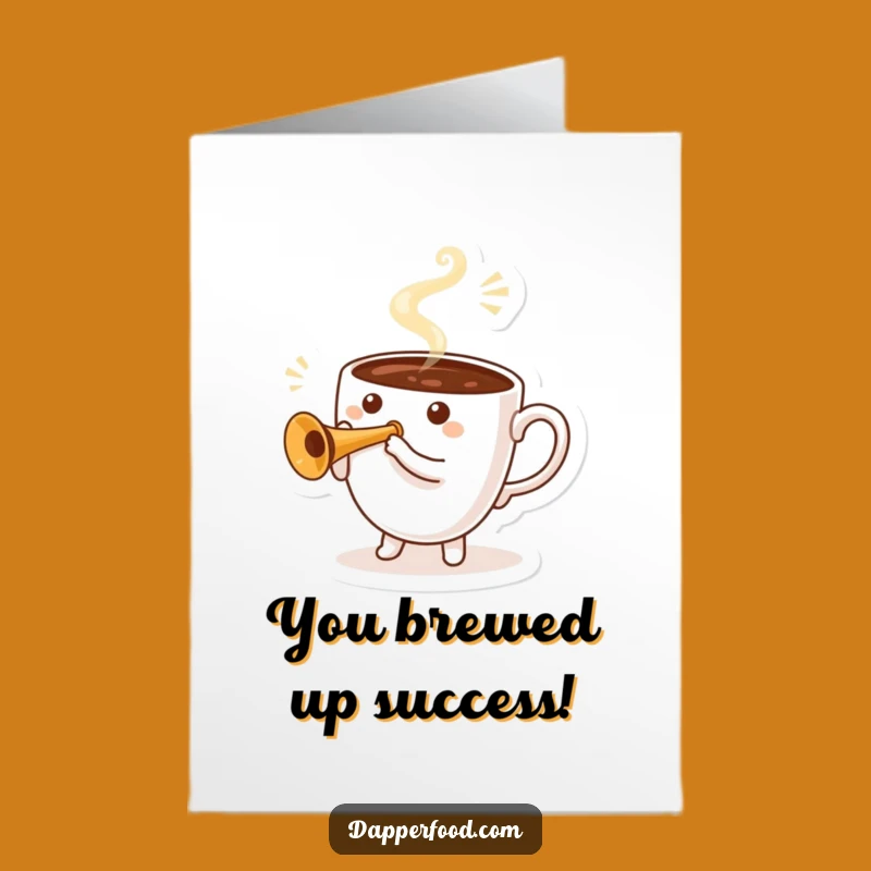 Free Printable Coffee Trumpet Congrats Card: Funny Brew Downloadable
