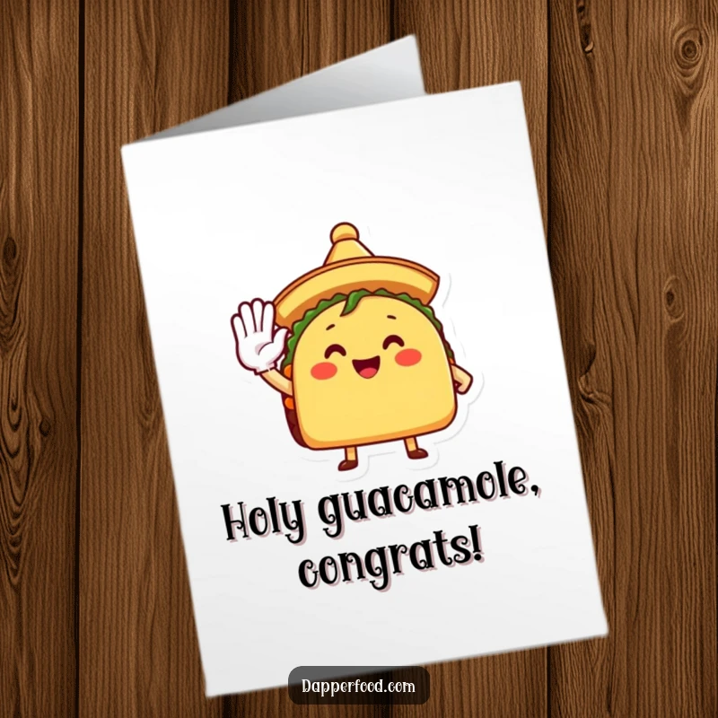 Funny Free Printable Congratulations Card: A cheerful taco with a tiny sombrero gives a big salute for their achievement.