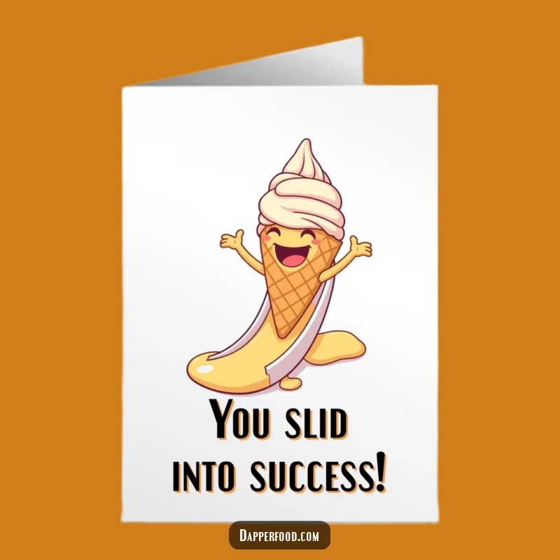 Free Printable Congrats Card: Ice Cream's Syrup Slide, Hilarious Downloadable for Sweet Victories
