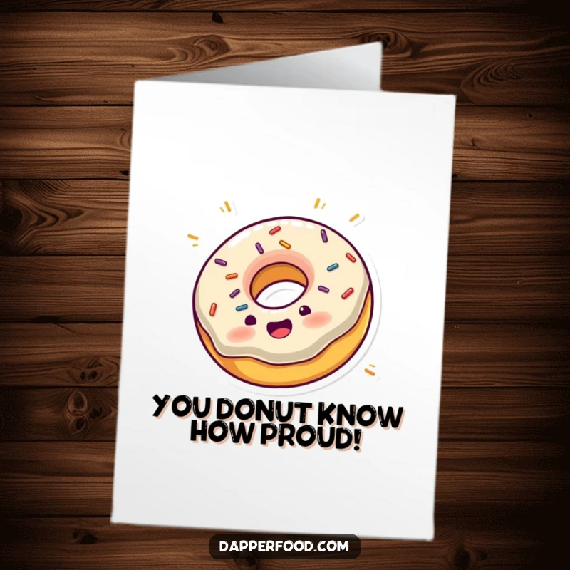 Funny free printable congratulations card: A donut with sprinkles spinning energetically, celebrating a big win.