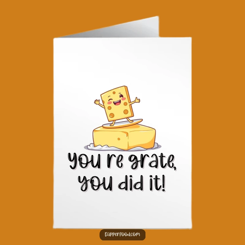 Free Printable Congrats Card: Surfing Cheese Slice, Hilarious Downloadable Gift for Big Wins