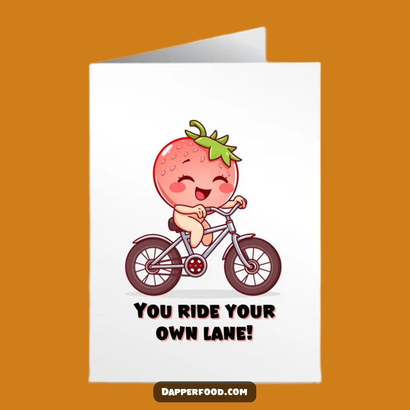 Free Printable Congrats Card: Wobbly Strawberry Bike Rider, Hilarious Downloadable Congratulations Gift