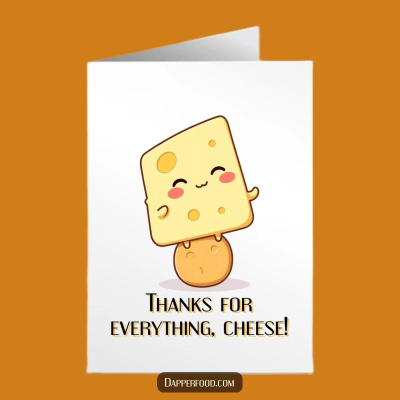 Free Printable Funny Cheese Thank You Card: Kawaii Balanced Gratitude Downloadable
