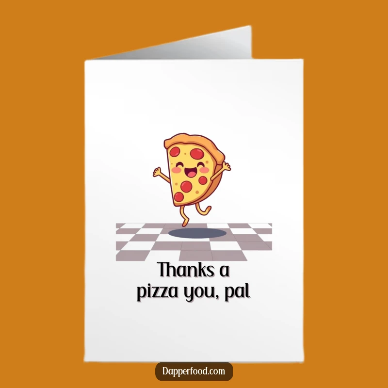 Free Printable Thank You Card: Grateful Pizza Cartwheel, Appreciative Downloadable Greeting, Heartfelt DIY Gift