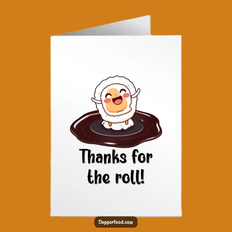 Free Printable Thank You Card: Sushi Cartwheel Gratitude, Humorous Downloadable Message for Food Lovers
