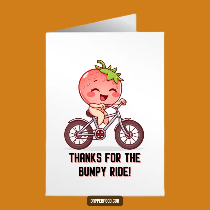 Free Printable Thank You Card: Winking Strawberry Bicycle Pal, Hilarious Downloadable Gift of Gratitude