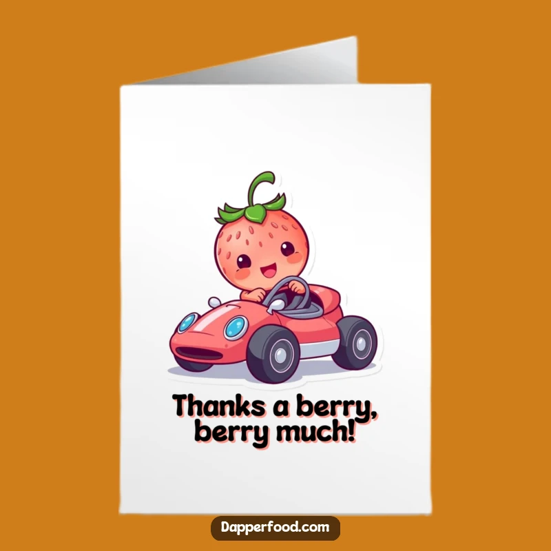 Free Printable Thank You Card: Racing Strawberry - Speedy & Funny Gift