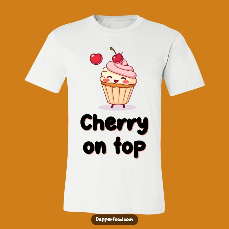 Funny Cupcake Cherry Toss T-Shirt: Playful & Cute Apparel for Dessert Fans