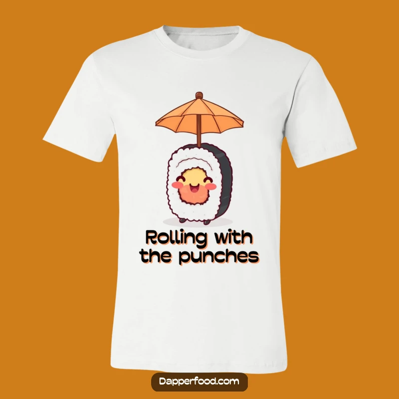 Funny Happy Sushi Umbrella T-Shirt: Cheerful Roll Design, Great Funny Gift!