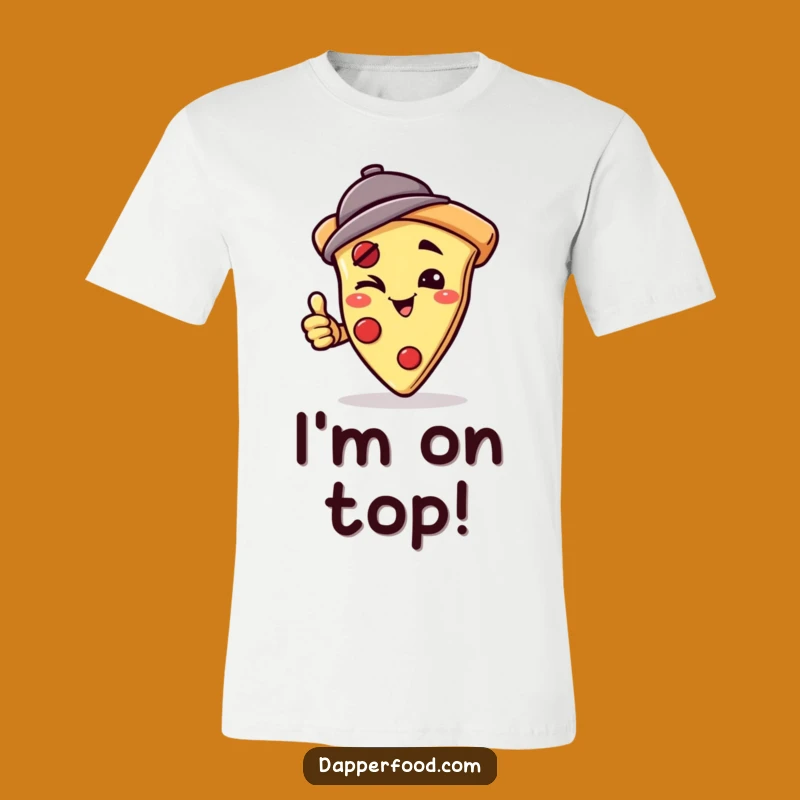 Funny Pizza Handstand T-Shirt - Winking Slice & Jaunty Hat Apparel Gift