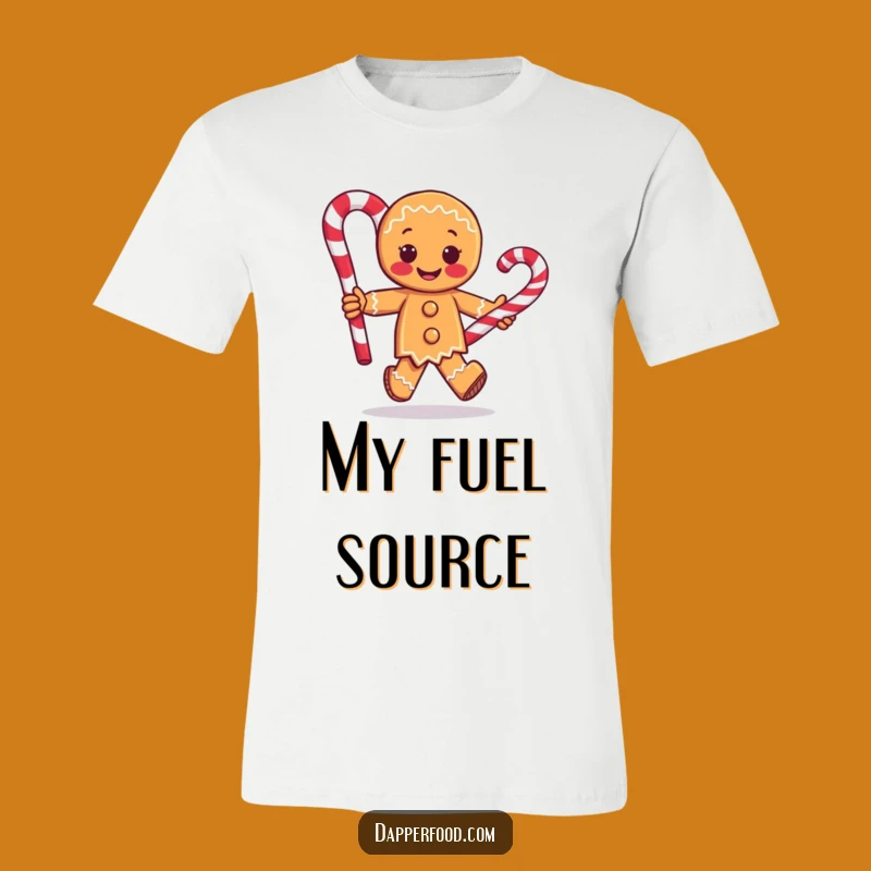 Funny Gingerbread Man T-Shirt - Playful Candy Cane Run Graphic Tee