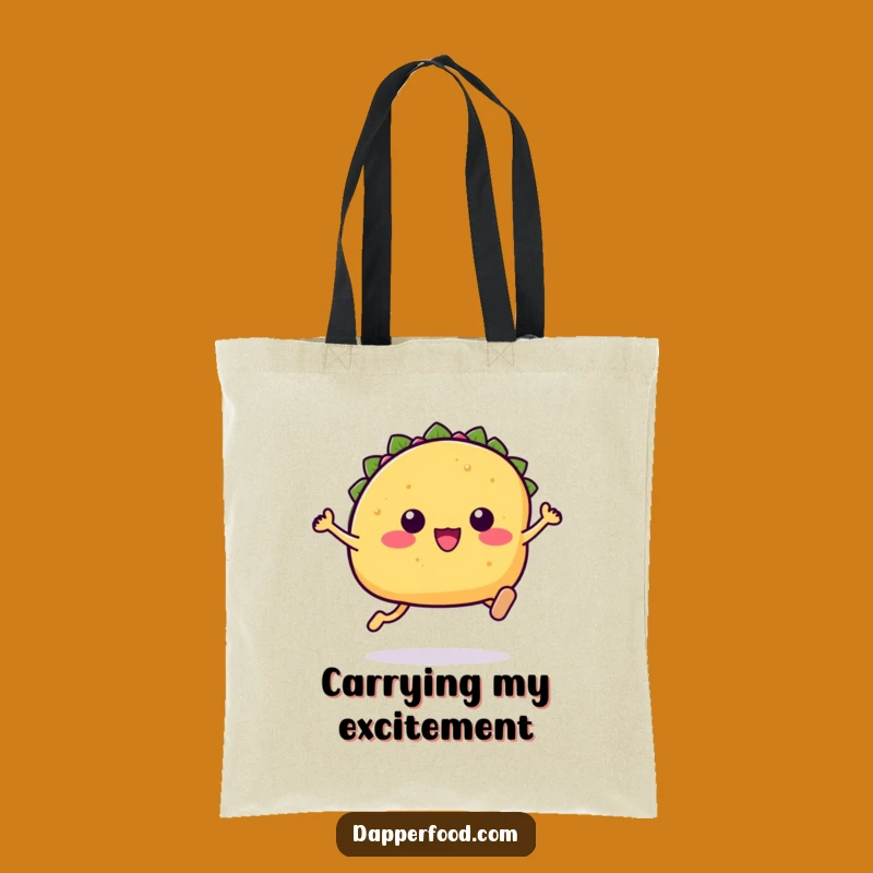 Durable Funny Kawaii Taco Tote Bag: Carry Your Leaping Taco Fun
